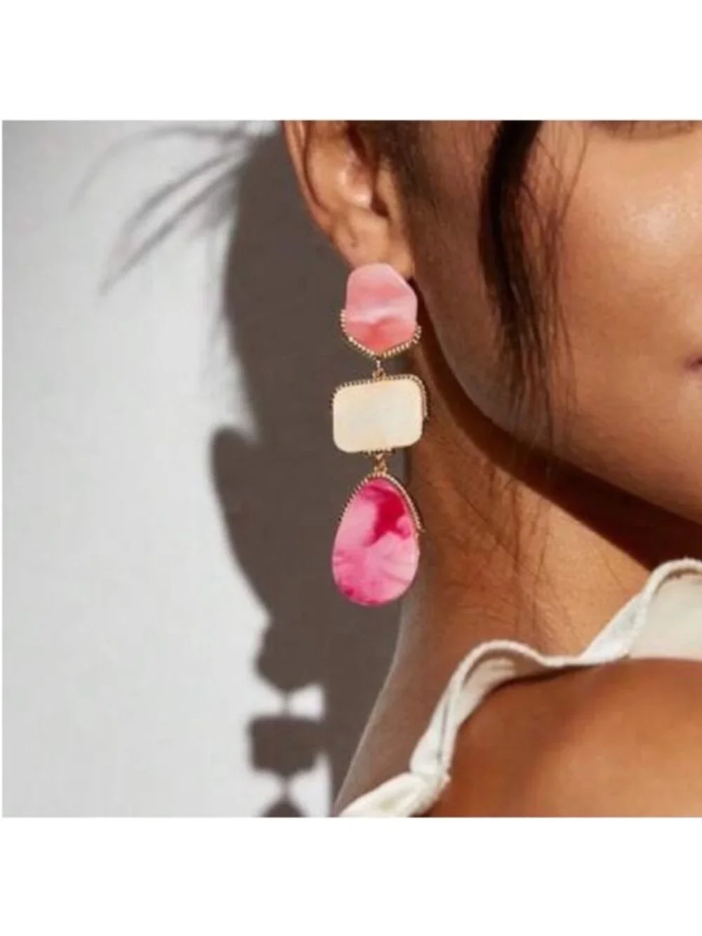 New! Zara Pink Statement Drop Earrings (3028) NWOT
